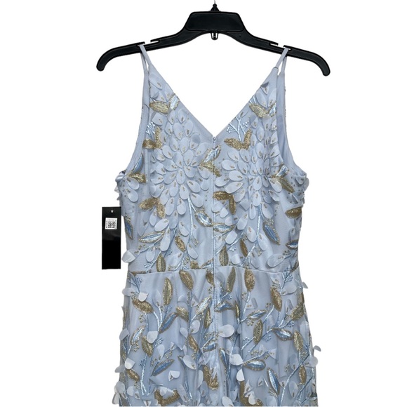 XSCAPE Embroidered Long Evening Dress  in Light Blue Size 4 - Picture 5 of 9